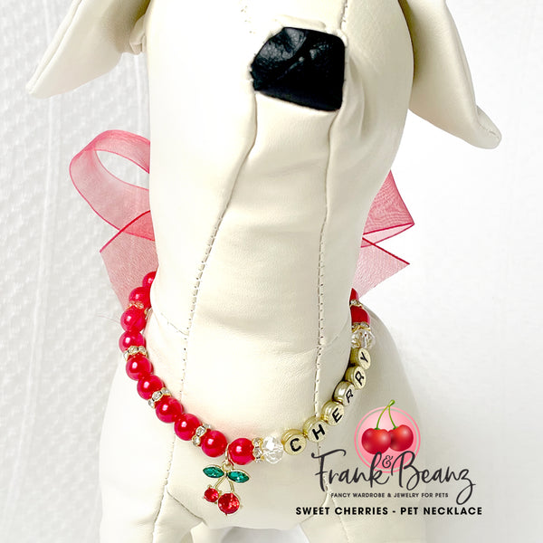 Sweet Cherries Pearl Dog Necklace Cat Necklace Pet Jewelry