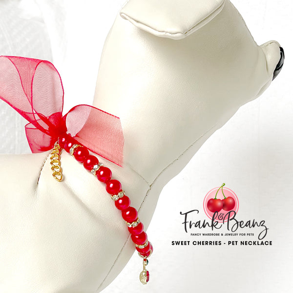 Sweet Cherries Pearl Dog Necklace Cat Necklace Pet Jewelry