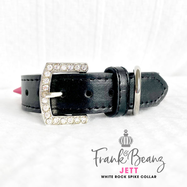 Rockie Punk'd Out Spiked Diamon Dog Collar Black Vegan Leather