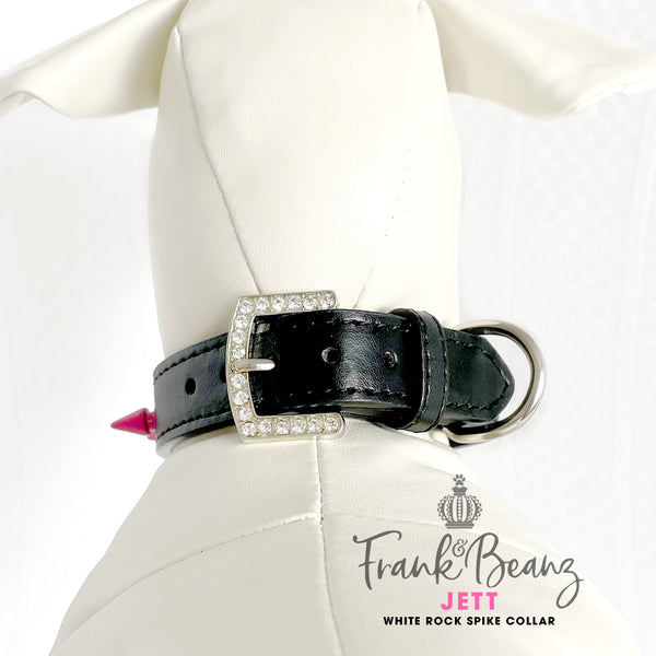 Rockie Punk'd Out Spiked Diamon Dog Collar Black Vegan Leather