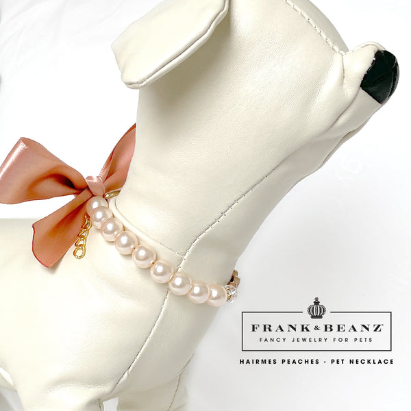 Hairmes Peaches Pearl Dog Necklace Dog Paw Luxury Pet Jewelry