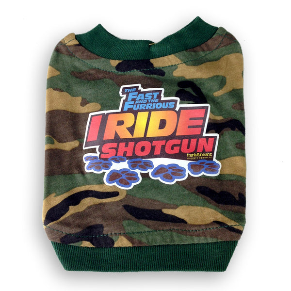 Fast & the Furrious™ - I Ride Shotgun Camouflage Dog Shirt